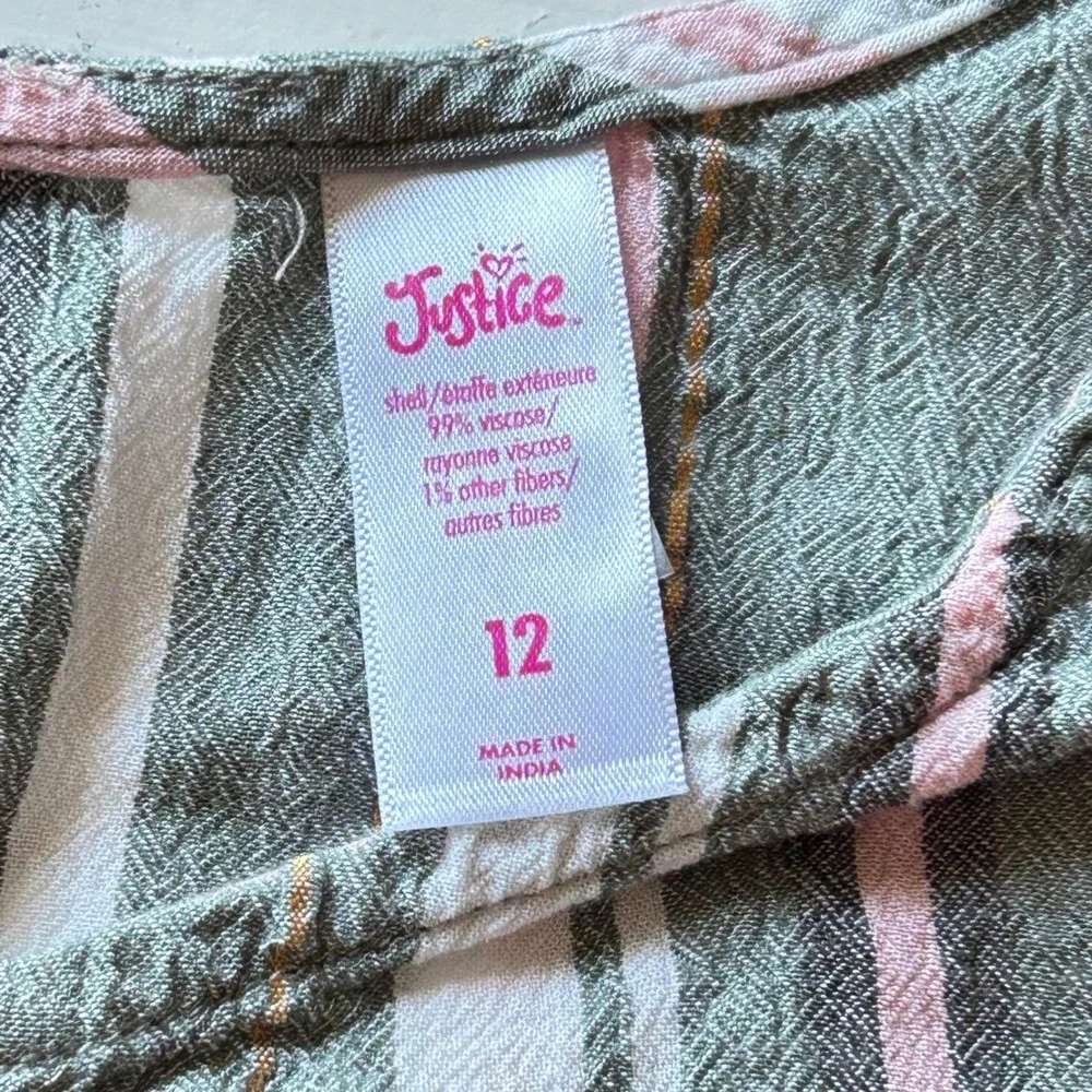 Justice Girls Bundle‎ 3 Tops Black Taco Red Heart Striped Tie Front Size 12